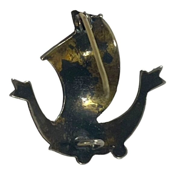 Aksel Holmsen Enamel Viking Long Boat Brooch Sterling Silver Vintage Norway - Picture 4 of 7